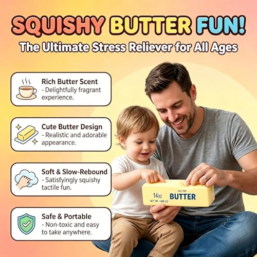 10in Giant Butter Squishy, Jumbo Big Butters 14oz Squeeze Stress Balls, Large Butter Stick Stress Relief Slow Rising Fun for Anxiety Relief Party Favors(1 PCS)