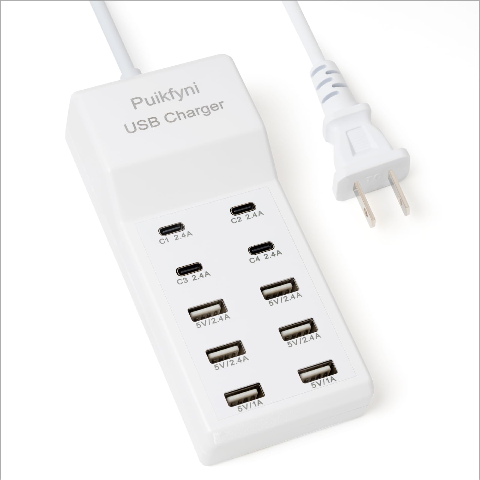 Photo 1 of Puikfyni Portable USB C Charging Station,USB-C 4-Ports, Hub 10-Ports USB Charger Block for Multiple Devices Phones Tablet Smartwatch Headphones Speakers (Ivory USBC)