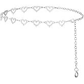 Larrel Waist Chain,Pants Chain Heart Multilayer Belt Chains Belts for Women Fashion Rhinestone Silver and Gold Metal Waist Belt Accessories for Flower Girl Dresses Jeans