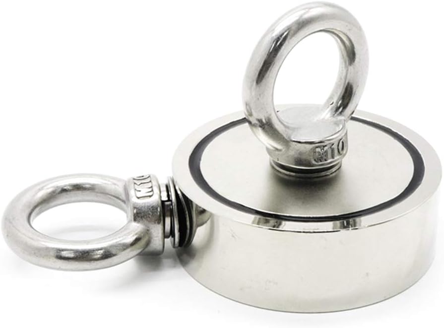NUOCAI Double Sided Fishing Magnets - Neodymium Metal Magnet Detector Fishing Kit for Magnet Fishing and Salvage Retrieving in River