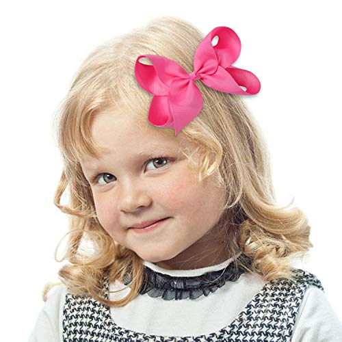 25 PCS Hair Bows 6 inch Grosgrain Ribbon Boutique Hair Bow Clips for Girls