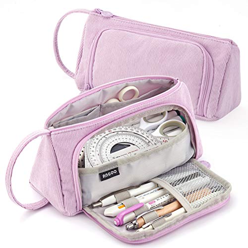 iSuperb Big Capacity Pencil Case Corduroy Pencil Bag Portable with Handle Pen Pouch Bag Cosmetic Bag Stationery Organizer for Middle High School College Students Girls Boys Gifts