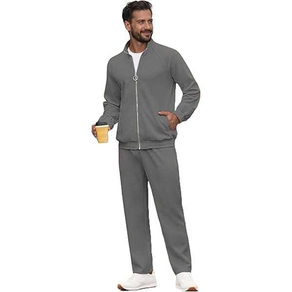 Miluxas Mens 2 Piece Tracksuit Casual Sweatsuits Full Zip Track Suits Jogging Athletic Suit Sets Blue 12 Xxl