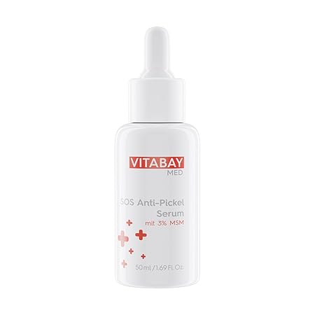 SOS Anti-Pickel Serum - 50 ml - Niacinamid 5% Vitamin B3 Niacin, 3% MSM, Teebaumöl und Salicylsäure - gegen Akne und unreine 