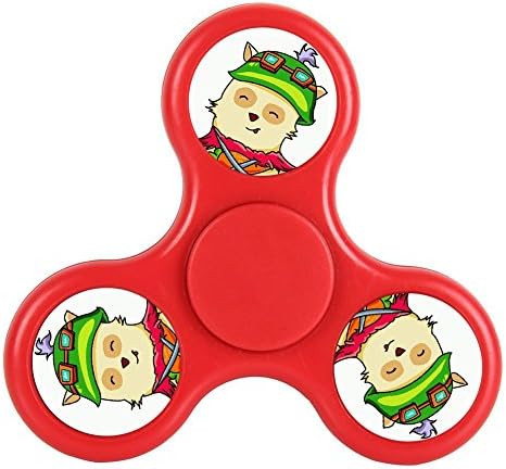 New Style Cool Tri-Hands Fidget Spinner Toy, Stress Reducer Relieve Anxiety, Controlling Force, Fashion Design and Images(LOL Teemo - Red)