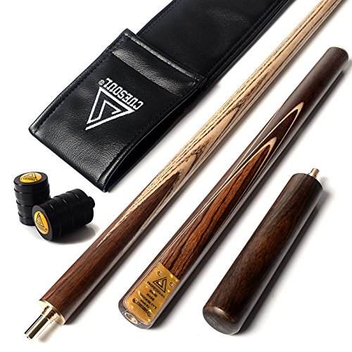 CUESOUL 57 Inch 3/4 Jointed Professional Snooker Billiard Pool Cue Handcrafted 18oz with 6 Inch Walnut Extension, Ash Shaft & Walnut Butt, in Leatherette Cue Bag, 9.5mm Tip Snooker Cue Set(D306)
