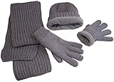N'Ice Caps Mens Bulky Waffle Knit Fleece Lined 3PC Winter Set