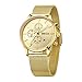 Baogela Mens Gold Tone Stainless Steel Chronograph Calender Alloy fashion Quartz Wrist Watch