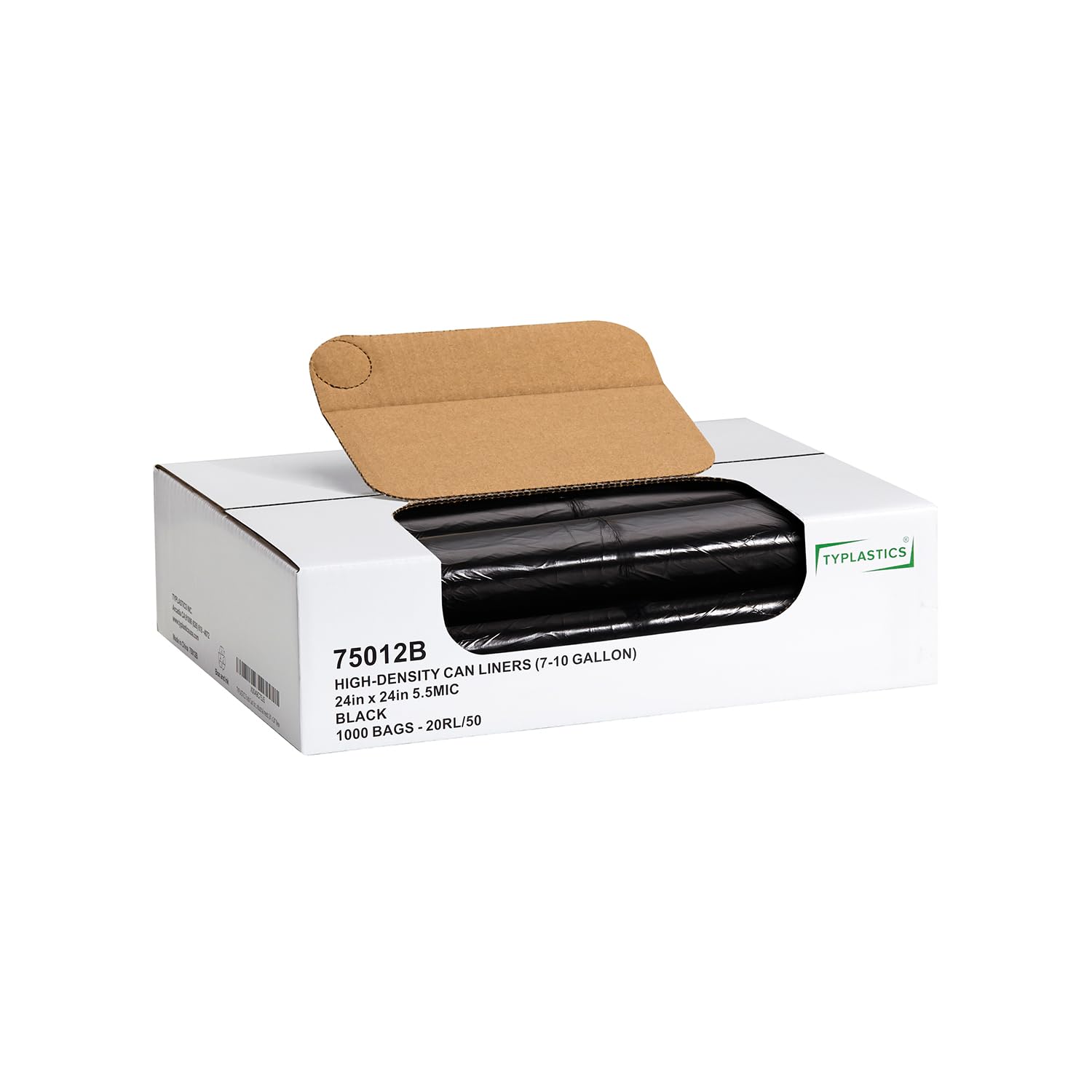 Photo 1 of TYPLASTICS Trash Can Liner - Wholesale 1000 Count Black Garbage bags on Perforated Roll 7-10 Gallon Multipurpose for Office Bathrooms Business Home Commercial and Industrial Needs 24" x 24"