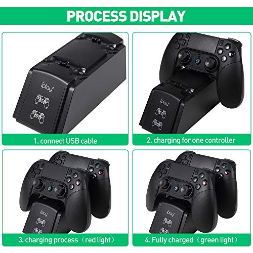 Wetoph Charging Dock GX04 Charging Station Charging Base for PS4/Slim/Pro Controller(Third Party Product Only for Charging Original PS4 Gamepads)-Black - Thumbnail 5