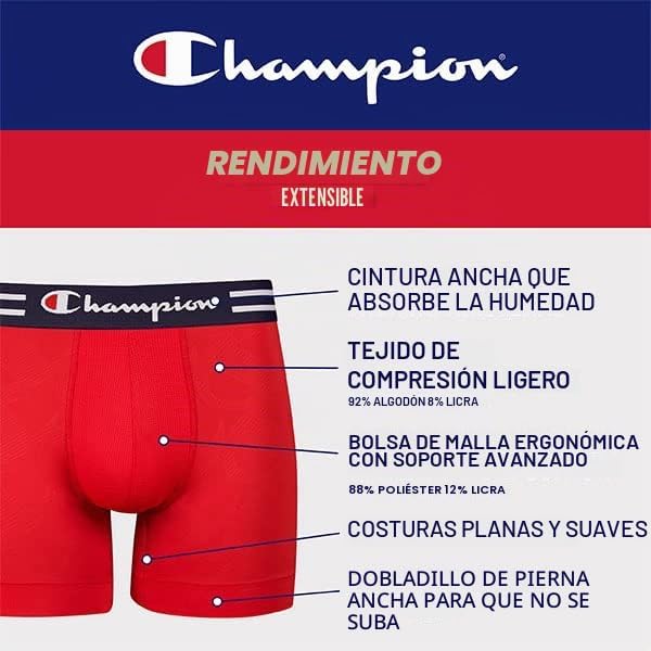 Boxer Boxers, Performance Stretching, Absorvente de Humidade, Cuecas Masculinas Multi-Pack, Perna Longa, Pretas, Pack de 3, L