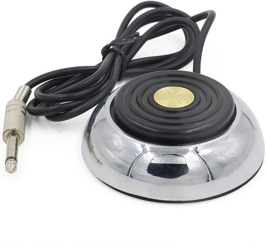 QWERTOUR Tattoo Machine Foot Pedal Switch - Round Tattoo Foot Pedal 360 GEM Pro Stainless Steel Degree Switch