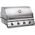 Blaze Prelude LBM 32-Inch 4-Burner Built-in Natural Gas Stainless Steel Grill with Flame-Stabilizing Grids, Heat Zone Separators, Drip Tray and Hood