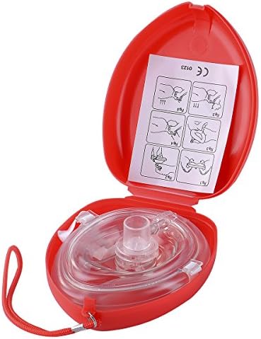 Aurelius Medical Rescue CPR Face Mask with Oxygen Inlet,Hard Case Pocket Resuscitator (Red)
