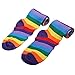 MUQU Rainbow Stripe Long Socks Gloves Set - 2 Pairs Accessories Set Colorful Knit Cute Party For Women