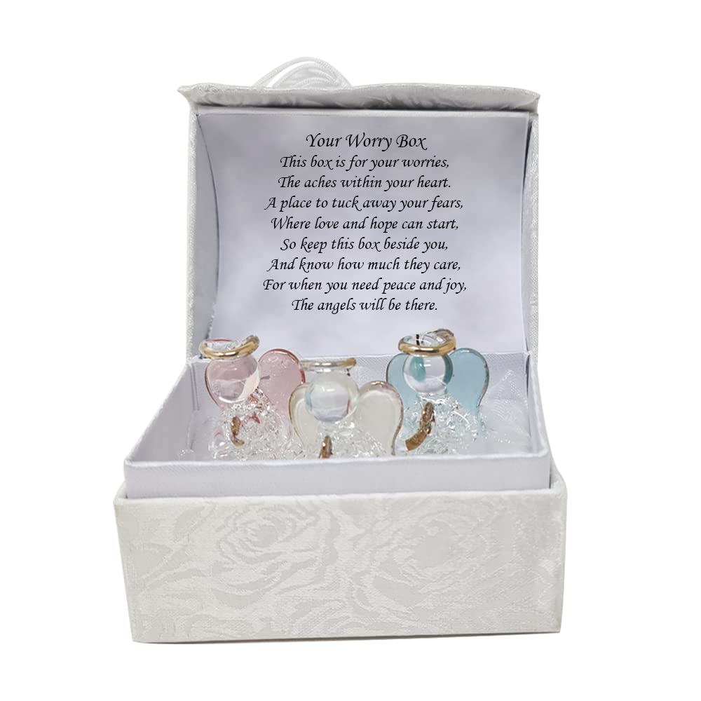 Ornamented Three Guardian Angel Worry Stress Prayer Gift Box Friends Trouble Times