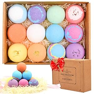 Bath-Bombs-12-Packs-Bath-Bomb-Gift-SetOrganic-Natural-Rich-in-Essential-Oil-Body-Moisturize-Perfectfor-Bubble-Bath-Pure-Natural-ScentsKids-Girlfriend-Women-Valentines-Her-Gifts-lepeiqi Bath Bombs 12 Packs Bath Bomb Gift Set,Organic Natural Rich in Essential Oil Body Moisturize Perfect,for Bubble Bath…
