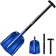 ORIENTOOLS Aluminum Snow Shovel 3 Sections Collapsible Snow Shovel with Extendable Handle 26-32 Inch, Portable Lightweight Sport Utility Shovel for Cars, Camping, Garden(8.7" Blade)