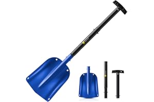 ORIENTOOLS Aluminum Snow Shovel 3 Piece Collapsible Snow Shovel with Extendable Handle 26-32 Inch, Portable Lightweight Sport Utility Shovel for Cars, Camping, Garden, Snowmobiles and Mud (8.7" Blade)