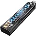 SmartDelux Powered USB Hub - 13-Port USB 3.0 Hub with 10 USB 3.0 Ports, 3 Smart Charging Ports, Power Adapter, Long Cord, LEDs - Black Aluminum