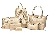 king Ma Classic Shoulder Handbags with Clutch 7 Piece Set Bags for Womens Ladies