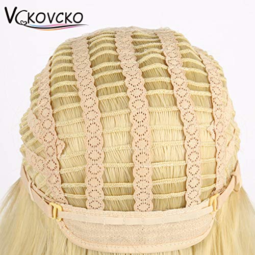 image for VCKOVCKO Natural Wavy Wig With Air Bangs for Women Short Bob Wigs Wome