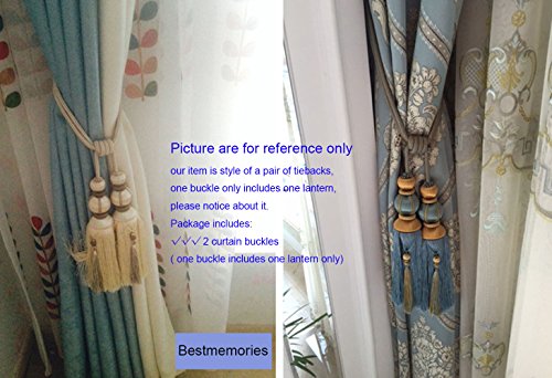 Bestmemories Paired Lantern Single Hanging Ball Tassels Curtains Buckle Sling Binding Lantern Tiebacks Handcrafted Braided Buckle Drapery Curtain Holdbacks Window Treatments for Home (Gold) - Thumbnail 6