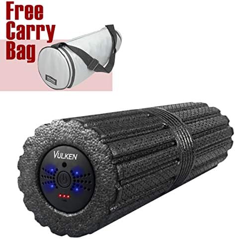 Vulken 4 Speed High Intensity 17ยกยฑ Vibrating Foam Roller for Professional Trainers and Athletes - Deep Tissue Massager for Muscle Pain Relieve with Carry Bag