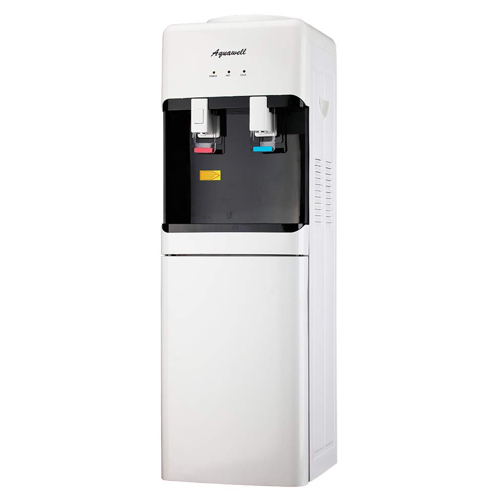 AQUAWELL Water Dispenser, Commercial Grade Freestanding Water Cooler Dispenser, Top Loading Hot & Cold Water Dispenser, Compression Refrigeration Technology, Stainless Steel