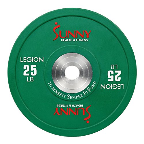 Sunny Health & Fitness OPR25 Olympic Bumper Weight Plate, Black, 25 lb