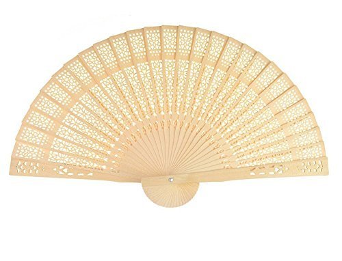 Mcupper-Chinese Sandalwood Fan (Set of 48 pcs) - Hand Held Folding Fans for Wedding Decoration, Birthdays, Home Gifts by Super Z Outlet