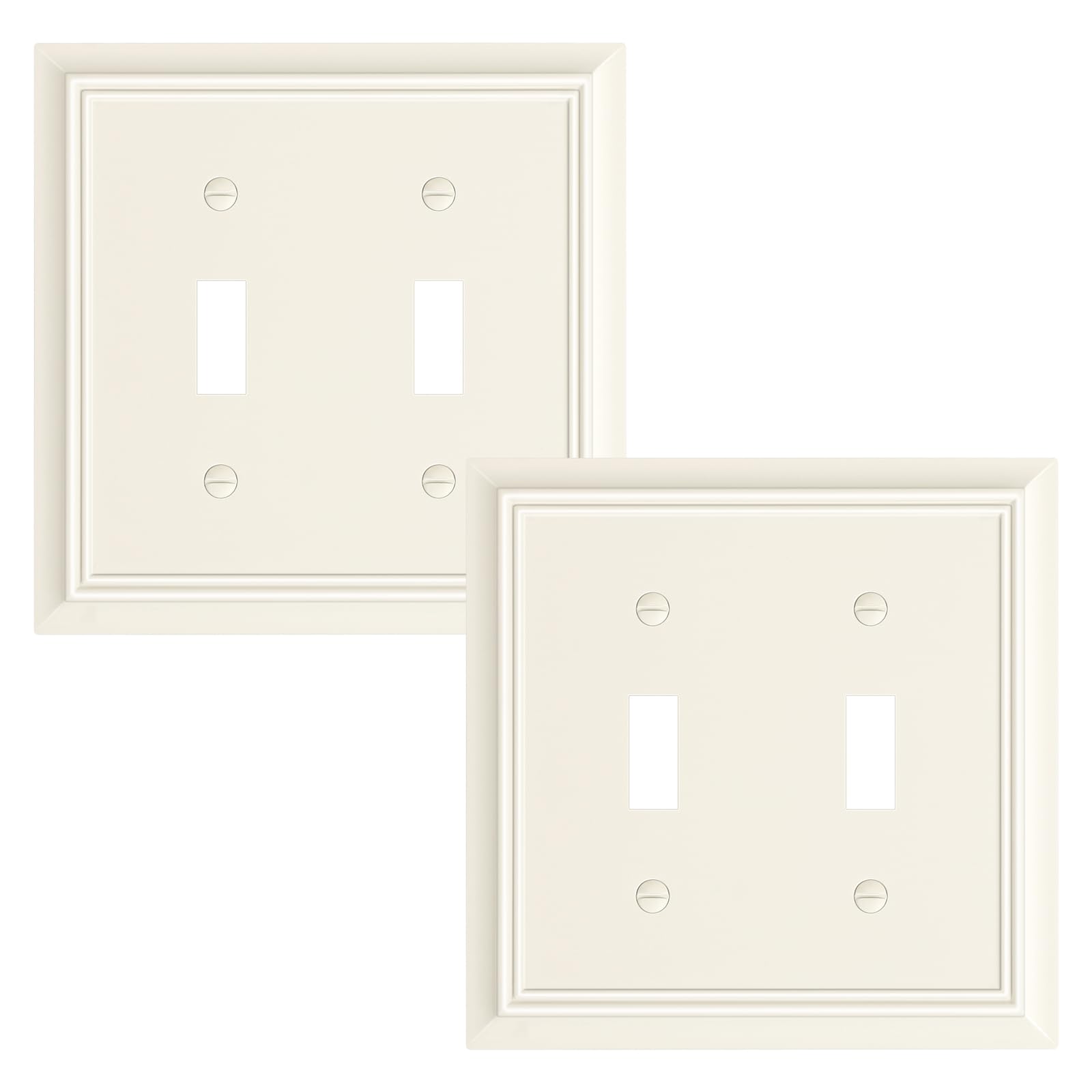 Photo 1 of 2-Pack Double Toggle Light Switch Cover Plate, Durable Natural Bamboo Fiber Decorative Switch Plate Covers, Light Almond 2 Gang Wall Plate, Corrosion Resistant