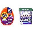 Bundle of Tide PODS Laundry Detergent Pacs, Spring Meadow Scent, 112 Count, Stain Remover & Color Protector + Cascade Platinum Plus Dishwasher Pods, Fresh Scent, 57 Count