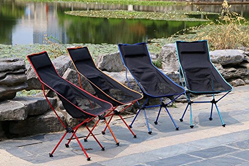 Toudorp High Back Outdoor Folding Ground Reclining Camp Chair for Beach, Picnic, Camping, Backpacking, Hiking, Fishing, Bike Touring and Hunting Trips with Headrest Blue - Thumbnail 5
