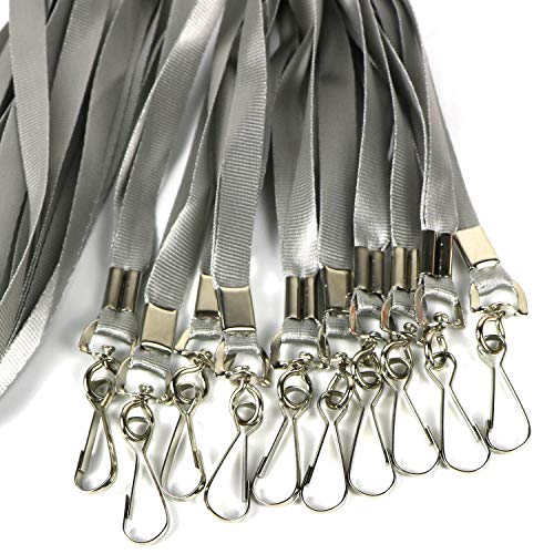 Bulk Lanyards Premium Cruise Lanyard Nylon Badge Lanyards with Id Holder Perfect for Office, Kids, Teachers (Gray, 100Pack)