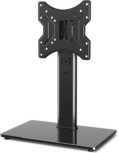 RFIVER Universal Swivel TV Stand Table Top 23-43 inch 30kg Glass Base