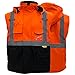New York Hi-Viz Workwear J8511-XL Men's Ansi Class 3 High Visibility Safety Bomber Jacket With Zipper, PVC Pocket, Black Bottom and Detachable sleeve (Extra Large, Orange)