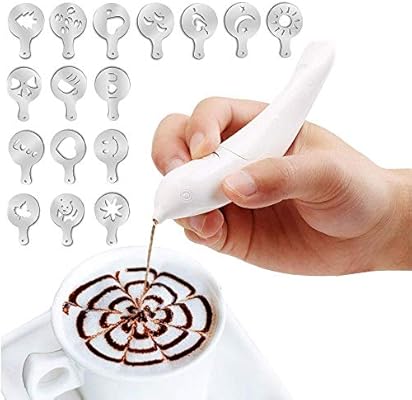 17pcs Coffee Drawing Diy Spice Pen Stencils Set Electric Pen Tool