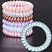 Hodooly 6 Count Hair Ties, Multicolor, Spiral Hair Ties for Thick, Curly and Long Hair, Traceless Hair Ties, Mega Hair Coil Set, Dent, Creaseless and No Headaches