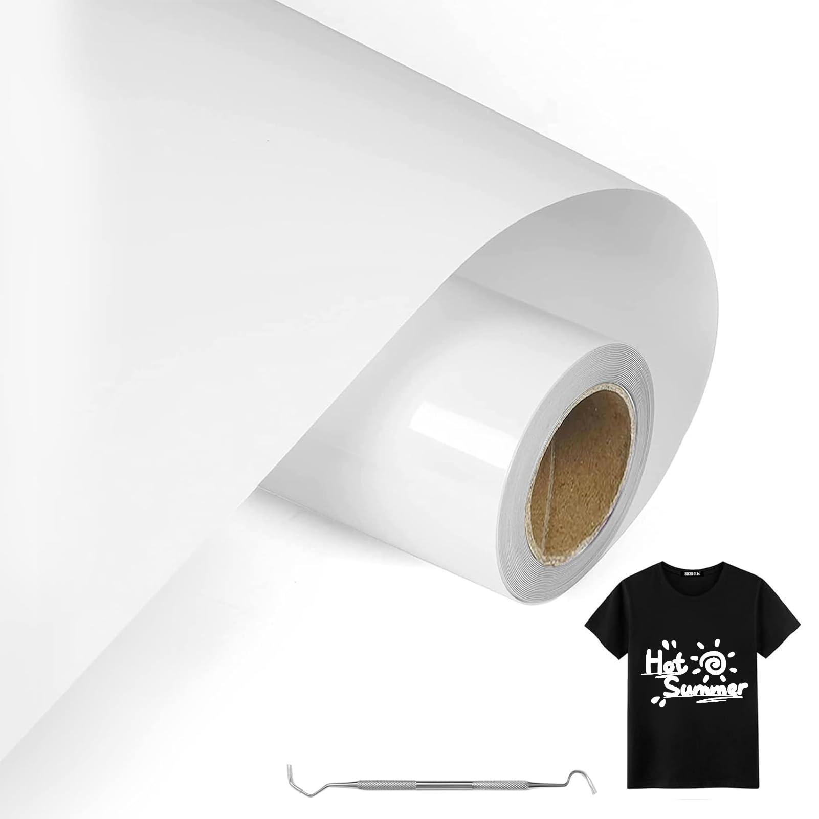 MeYuxg Heat Transfer Vinyl - White, 609.6 cm x 30.5 cm x 6 m, Compatible with Cricut & Cameo, Arts And Craft, Garment Decoration