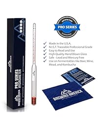Triple escala hidrómetro Gravedad específica Alcohol ABV Tester para vino, cerveza, Sidra, Mead y Kombucha Home Brew, gamuza de microfibra por Infusión América