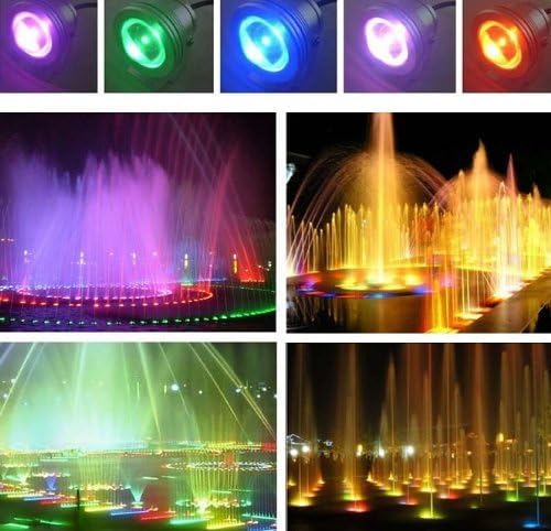DASHUHUWAI（TM)10w 12v RGB Multi-color Ip68 Waterproof LED Underwater Light Landscape Fountain Pond Lamp Bulb with Remote Control LED underwater light lamp pool Swimming pool, fish pond fountains lamp 16 Colors 10W 12V RGB LED Underwater Fountain Light 1000LM Swimming Pool Pond Fish Tank Aquarium LED Light Lamp IP68 Waterproof