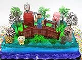MINECRAFT 14 Piece Birthday CAKE Topper Set Featuring Random Minecraft Figures and Decorative Themed Accessories, Figures Average 1