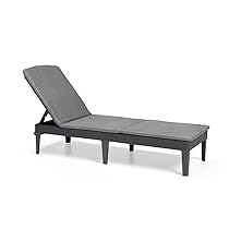 Keter Lettino Prendi Sole Da Esterno Con Cuscino Incluso, Grafite, Jaipur Con Cuscino, 187.5 x 58 x 29 cm