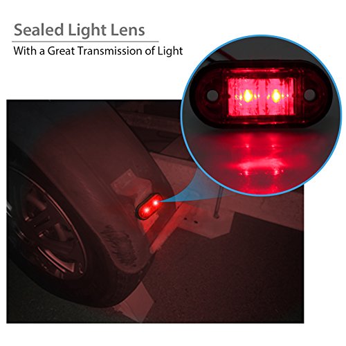 Justech 4pcs Side Marker Lights LED Front Rear Lights Lamps Universal Indicator of Position 12V 24V with Red Bulbs for Truck Trailer Van Caravan Lorry Car Bus - Thumbnail 2