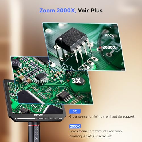 TOMLOV TM4K-AF Flex 4K HDMI Autofocus Digital Microscope 8" IPS Screen with Flexible Arm, Professional 2000X Magnifier for Parts and Soldering, Soldering Mat, Side Lights, 64GB Card