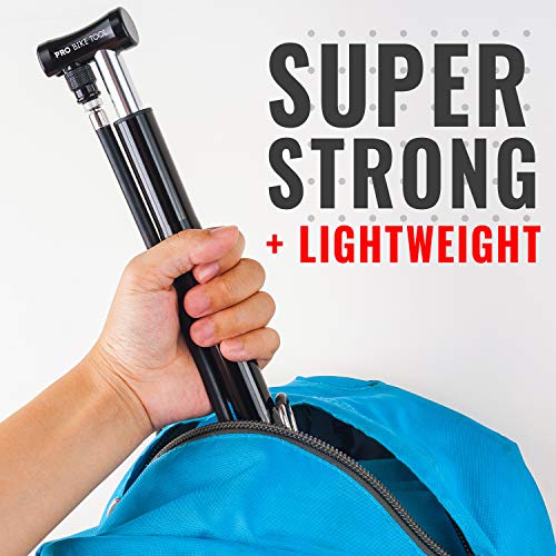 Pro Bike Tool Mini Bike Pump with Stabilizing Foot Peg, Secure Presta and Schrader Valve