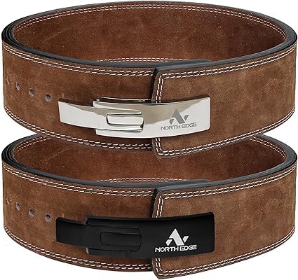 Leather Weight Lifting Belt Powerlifting Belt Back Support – 4” Wide x 10mm Thick Lever Buckle Cowhide Leather Training Belt (X-Large, Brown with Silver Buckle)