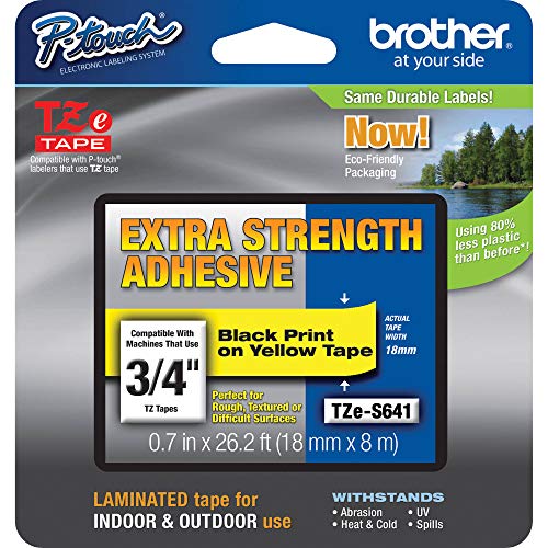 Brother TZe-S641 Label-Making Tape Black on Yellow