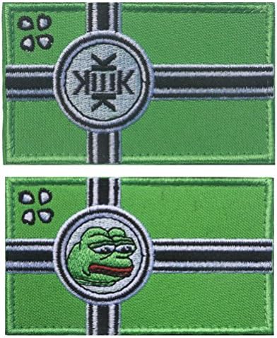 QTao UPA178 Hook & Loop Velcro Republic of Kekistan National Kek Flag Tactical Morale Embroidery Patch 2pcs (Color -b)